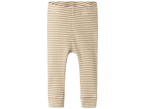 Name It søde leggings med striber i brun og råhvid til baby